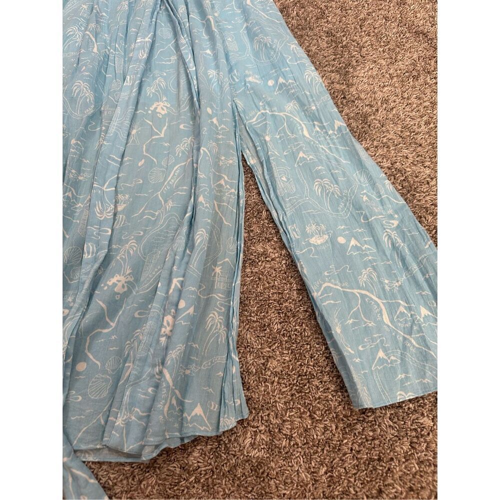 & Other Stories Paris Atelier Slit Crepe Midi Skirt Belt Blue Palm Tree Shell 4 - Picture 14 of 16